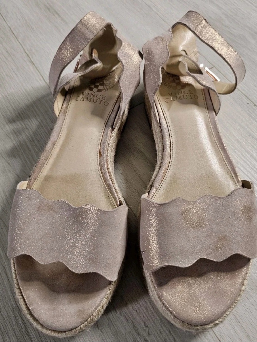 Vince Camuto Rose Gold Scallop Espadrille Sandals